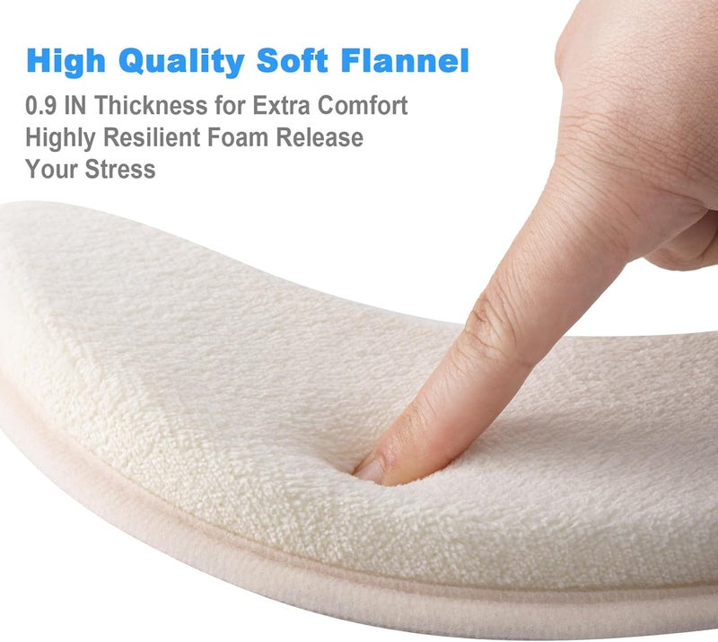 SHIEN Soft Thicker Flannel Bathroom Toilet Seat Cover, 2 Pack Non Slip Warmer Comfortable Seat Cushions with Memory Foam, Easy Install with Self-Adhesive Tape, Reusable Toilet Lid Cover (Off-White,Navy) - Image 2